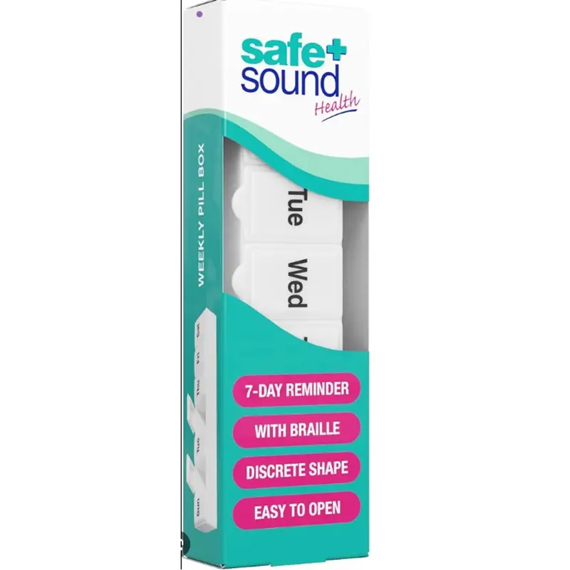 Safe & Sound Extra A.M. & P.M. 7-Day Pill Box with Braille