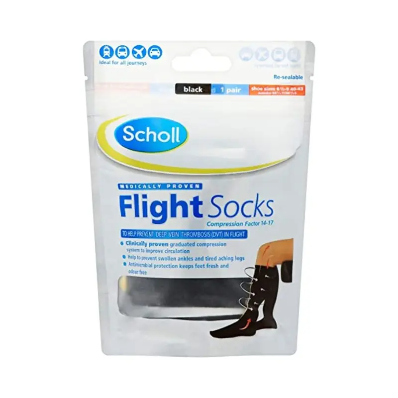 Scholl Flight Socks Black 6.5-9 - 1 Pair