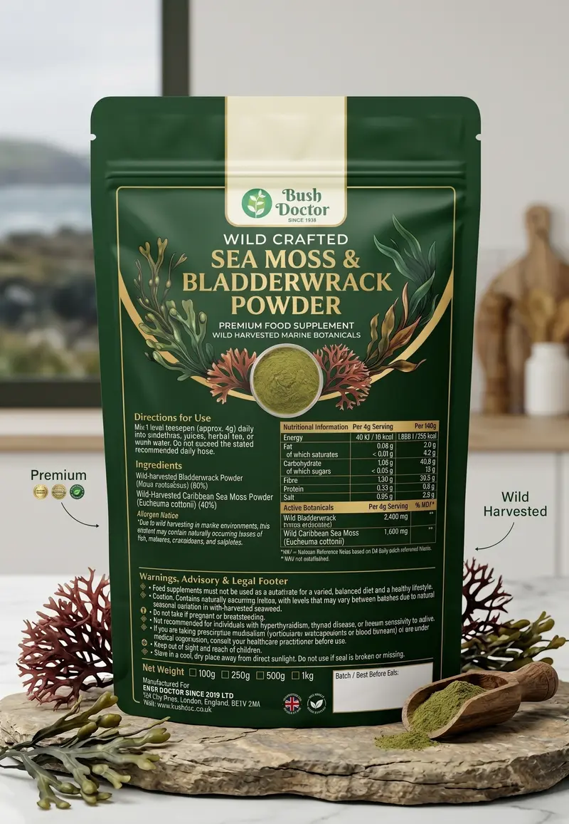 Sea Moss Bladderwrack Powder | Wildcrafted 60/40 Mix | Alkaline Blend