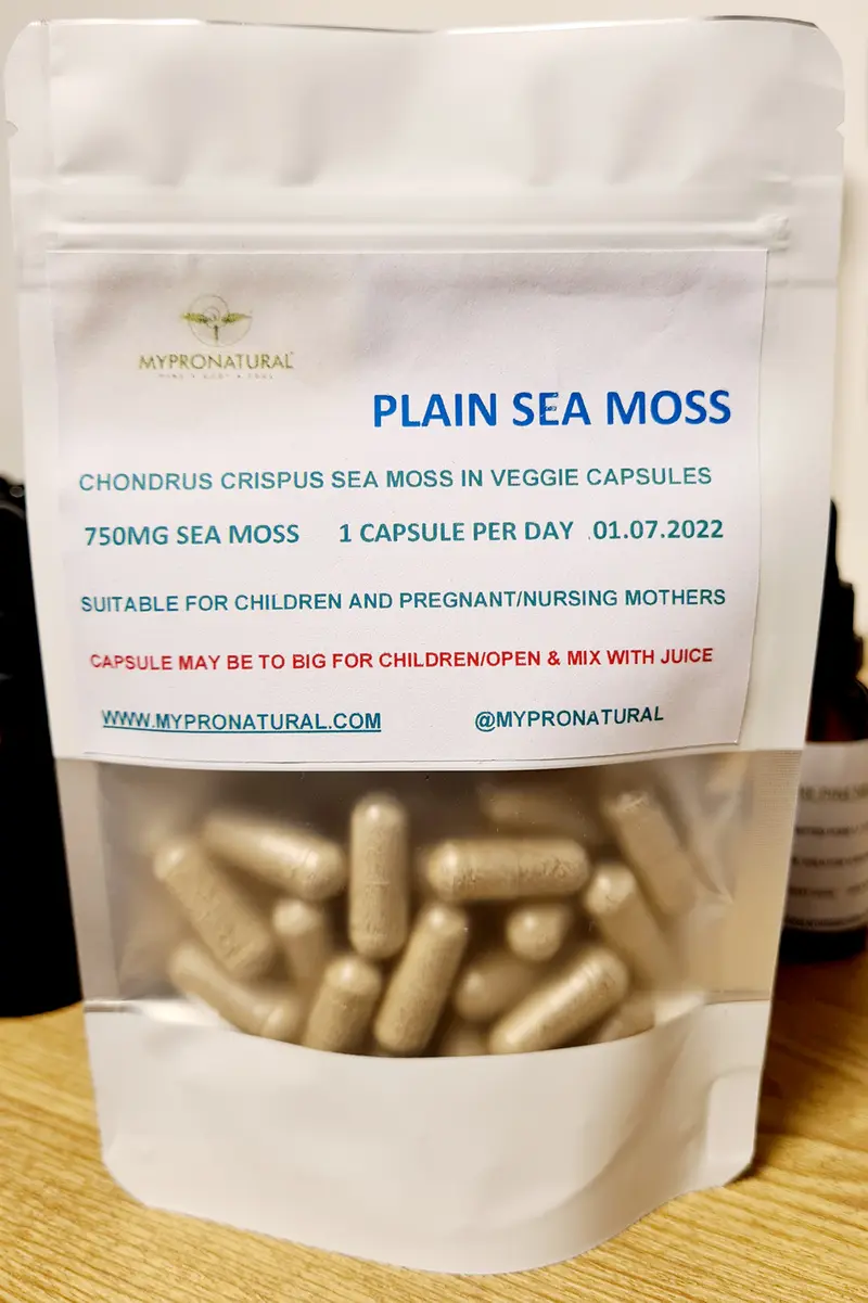 Sea Moss Capsules Plain (750mg Chondrus Crispus) 60 capsules, One months supply