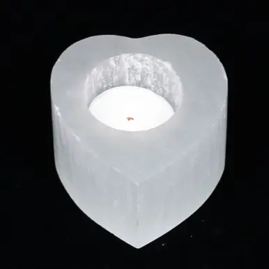 Selenite Heart Candle Holder