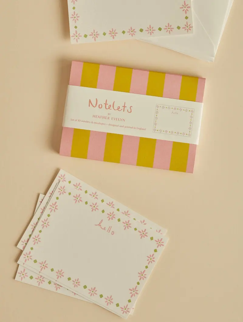 Set of 10 Notelets - Hello Flower Border