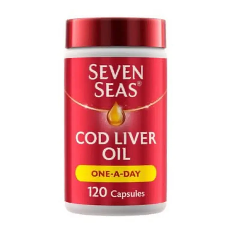 Seven Seas Cod Liver Oil One-A-Day – Omega-3 & Vitamin D – 120 Capsules