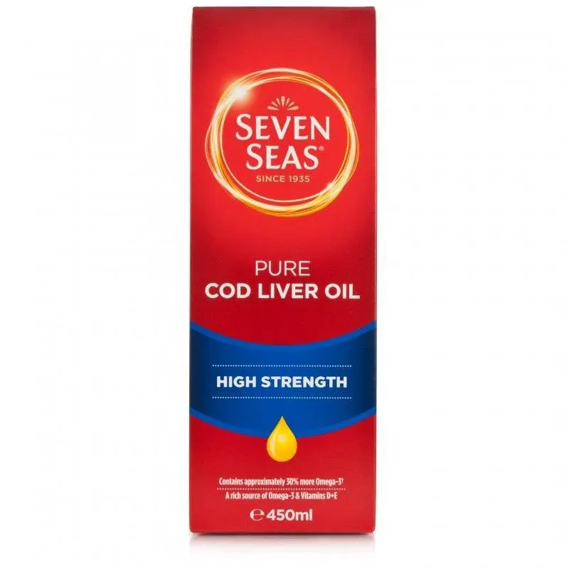 Seven Seas High Strength Pure Cod Liver Oil With Omega 3 Liquid (450ml)