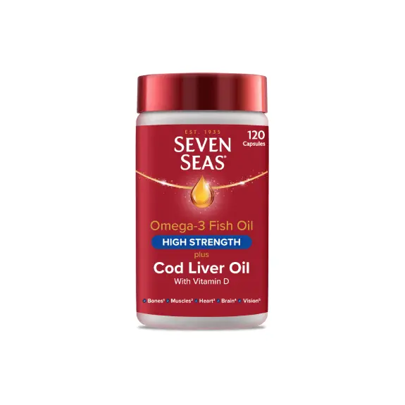 Seven Seas Omega-3 Fish Oil High Strength Plus Cod Liver Oil 120 Capsules