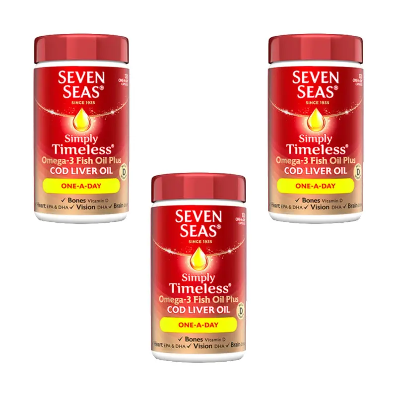 Seven Seas Simply Timeless Cod Liver Oil One-A-Day Capsules Triple Pack