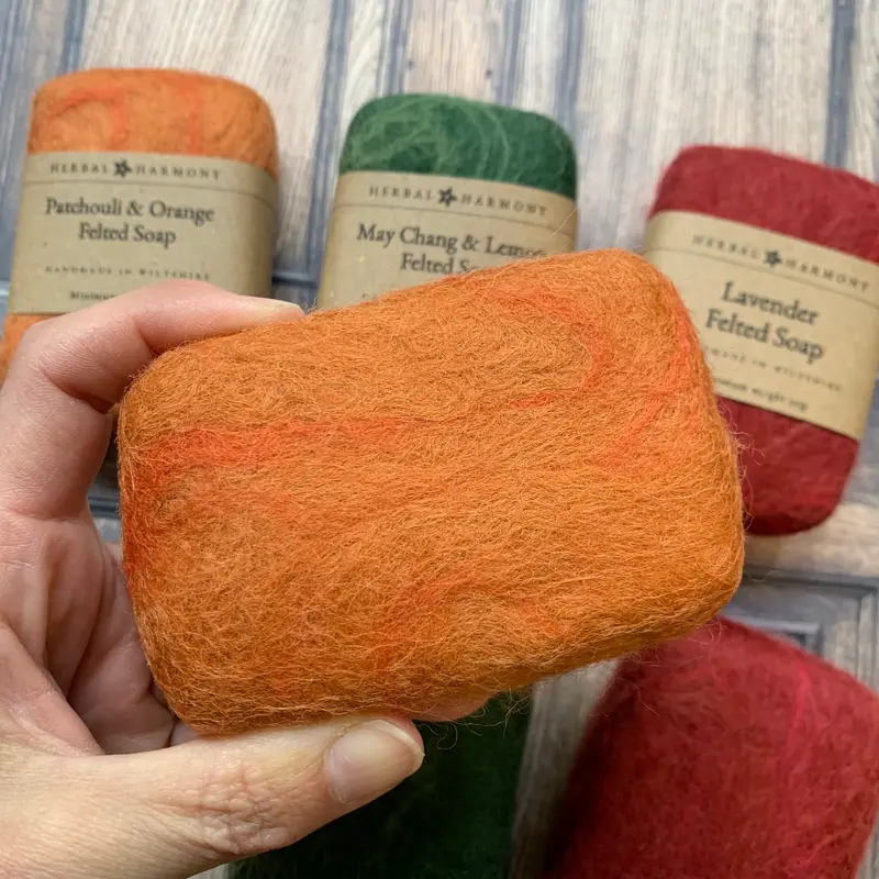 Shetland Wool Felted Soap - Orange