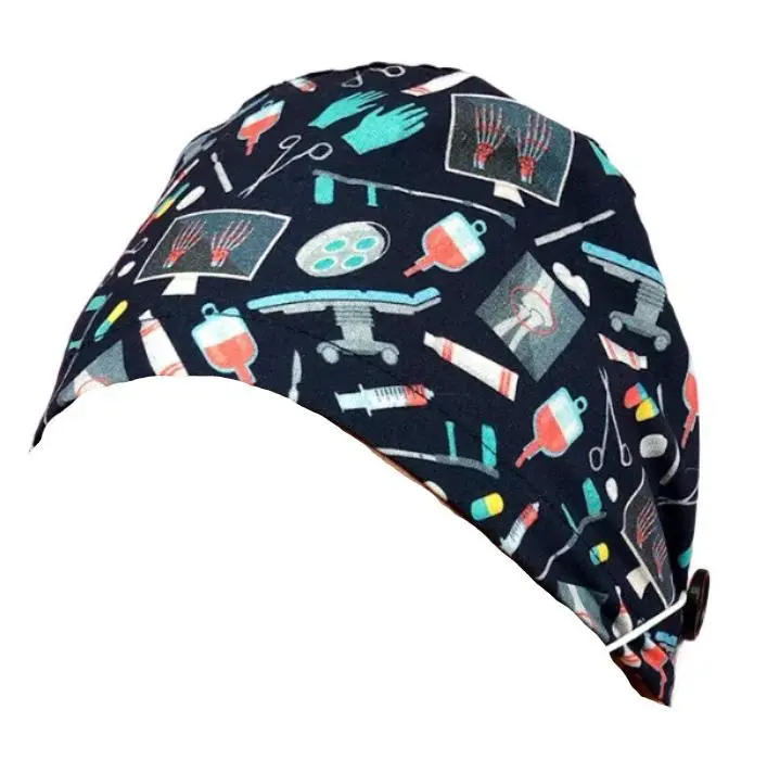 Short Hair Surgical Cap with with Buttons and Adjustable Laces - Navy Blue Instruments