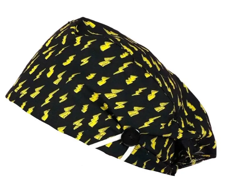 Short Hair Surgical Cap with with Buttons and Adjustable Laces - Ray