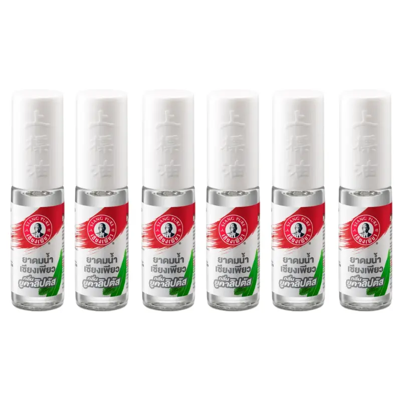 Siang Pure - Liquid Inhalant - Eucalyptus Scent - Ball Tip (Pack of 6) - Made in Thailand