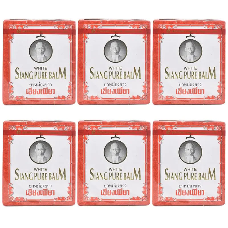 Siang Pure - Wite Balm for Massage 12 g. (Pack of 6) - Made in Thailand