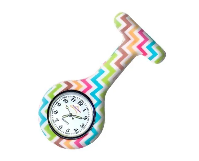 Silicone Nurse Fob Watch Quartz Machinery with Brooch Glow in the Dark ZigZag