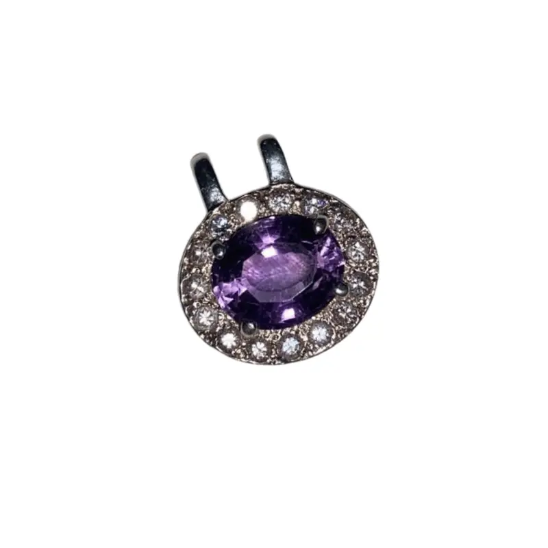 Silver Amethyst Pendant with American Diamond Accent