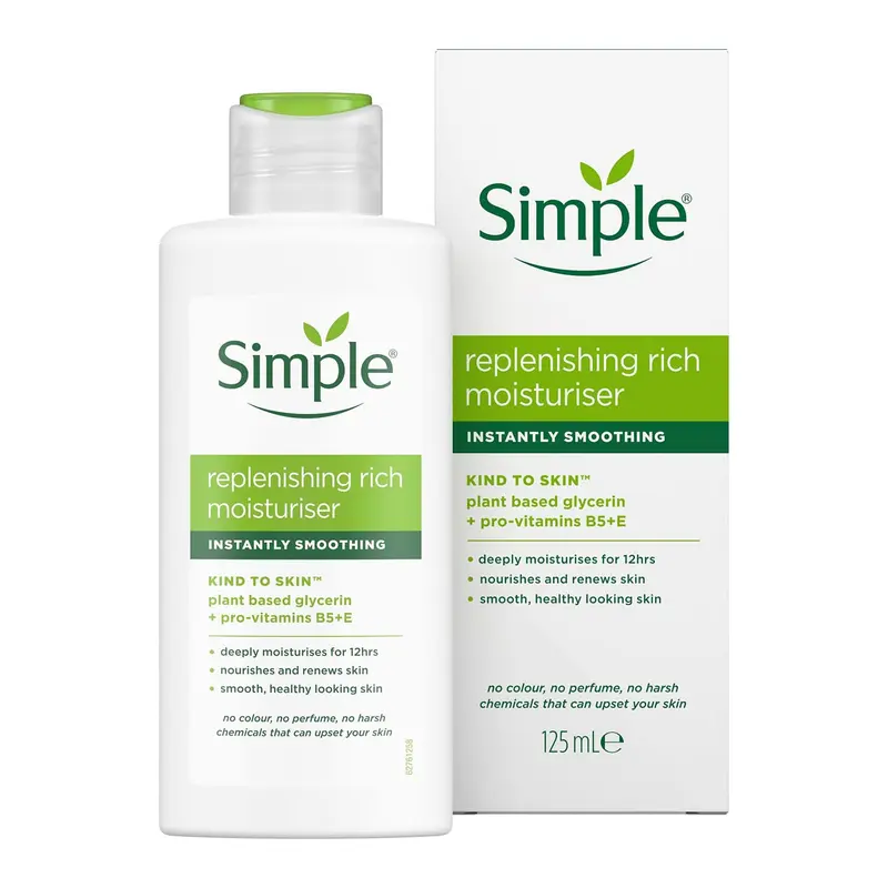 Simple Replenishing Rich Moisturiser instant smoothing 125ml