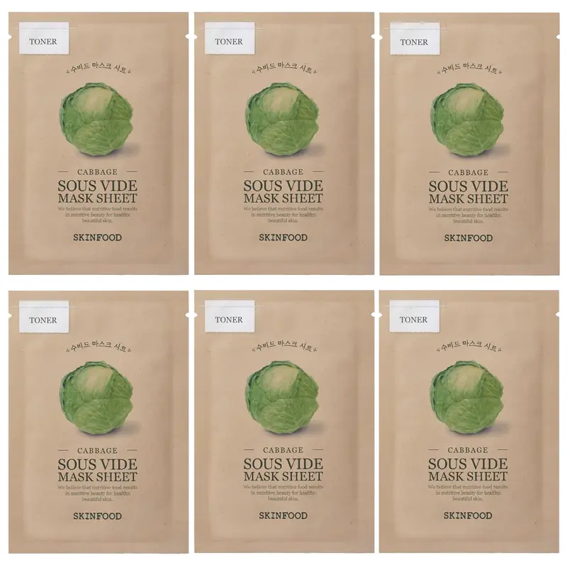 Skinfood - Cabbage Sous Vide Mask Sheet 18g. (Pack of 6)