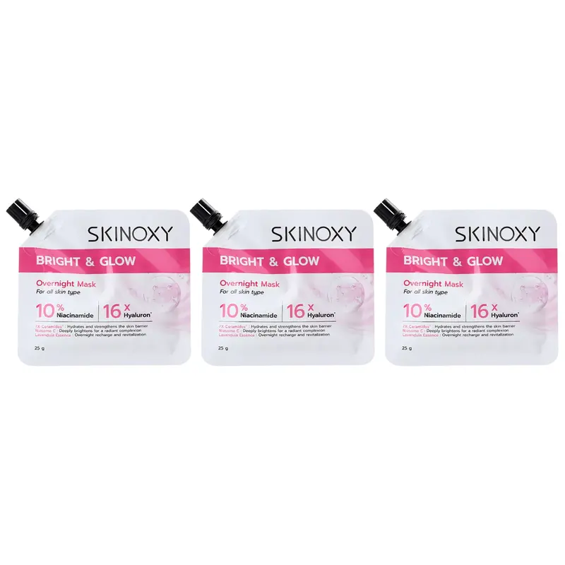 Skinoxy - Bright & Glow Overnight Mask 25g. (Pack of 3)