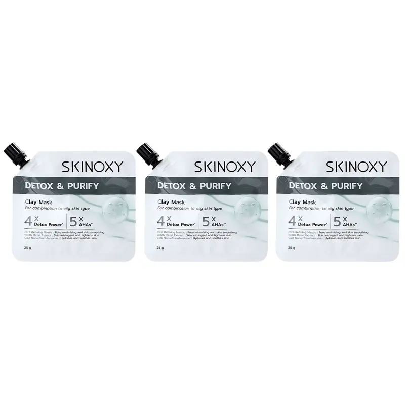 Skinoxy - Detox & Purify Clay Mask 25g. (Pack of 3)