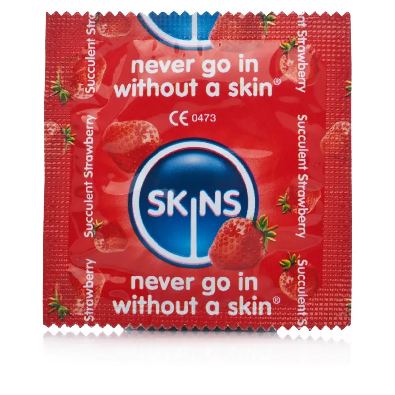 Skins Succulent Strawberry Flavour Condoms -100 Pack