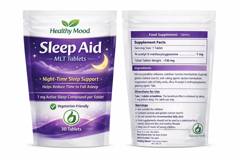 Sleep Aid MLT Tablets 1mg Night Support | Helps Reduce Time to Fall Asleep | 30 Tablets | Letterbox Friendly | Vegetarian
