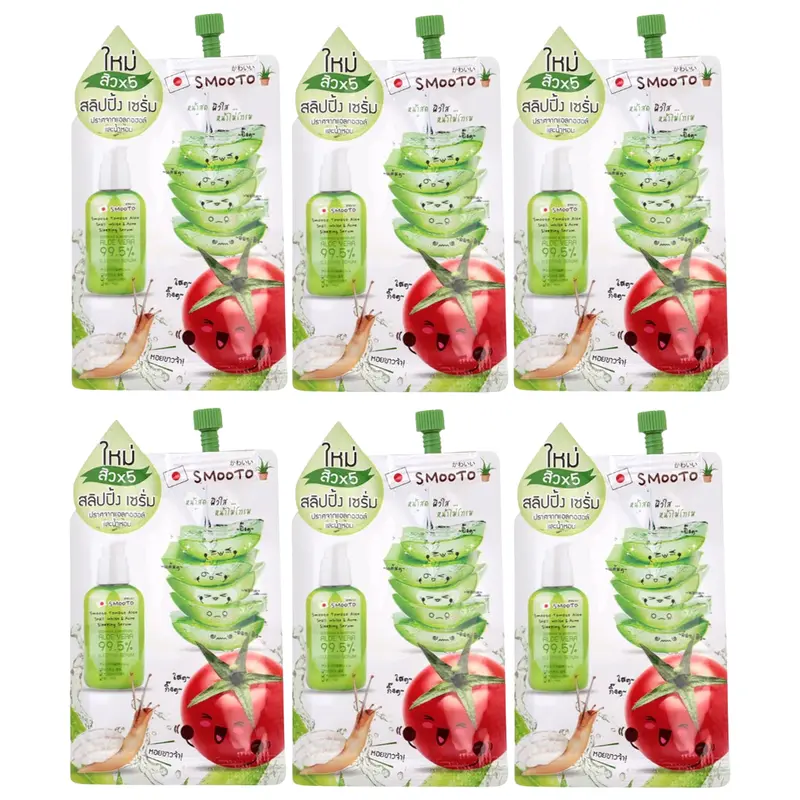 Smooto - Tomato Aloe Snail White & Acne Sleeping Serum 10ml. (Pack of 6)