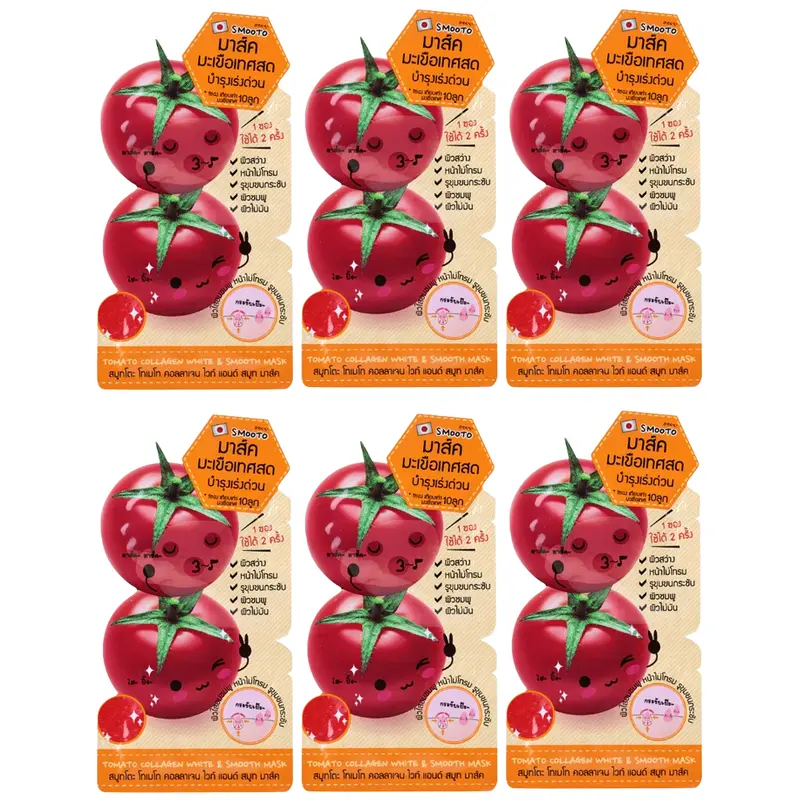 Smooto - Tomato Collagen White & Smooth Mask 10g. (Pack of 6)