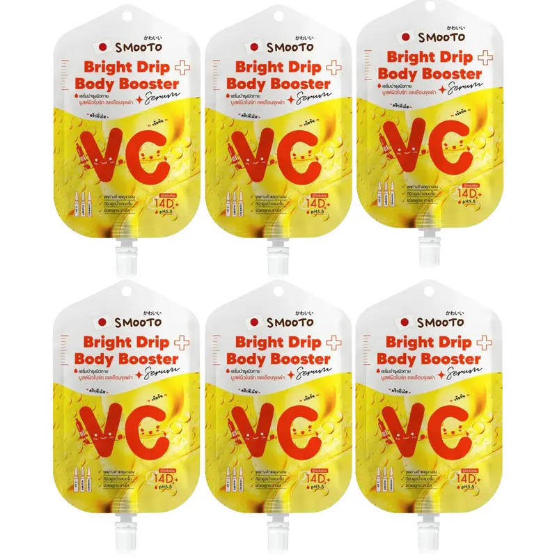 Smooto - VC Bright Drip Body Booster Serum with Vit C, Arbutin and Ceramide 50g. (Pack of 6)