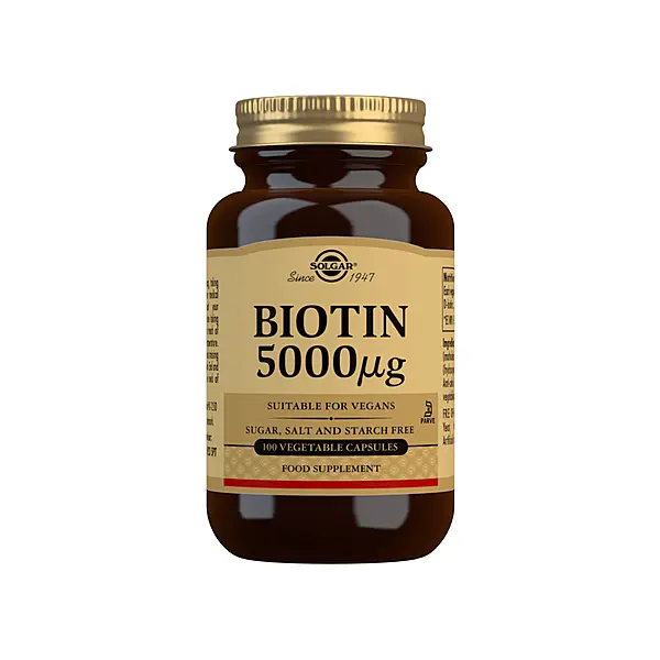 Solgar Biotin 5000 μg Vegetable Capsules - Pack of 100
