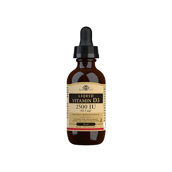 Solgar Liquid Vitamin D3 2500 IU (62.5 µg) - Natural Orange Flavour - 59ml