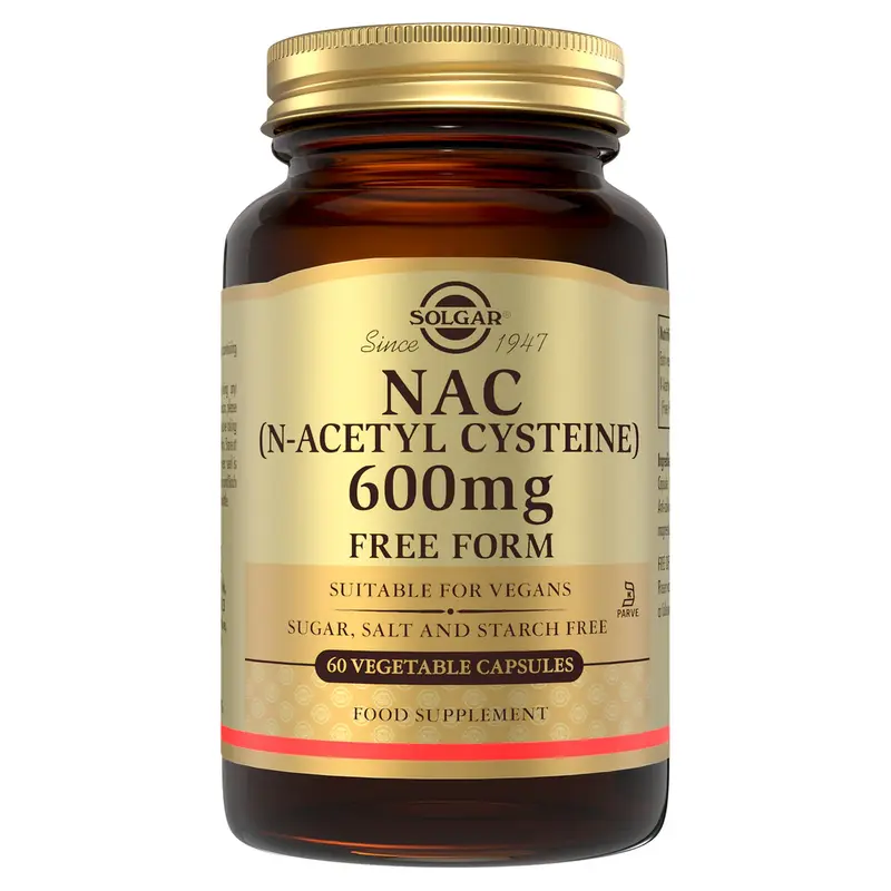 Solgar NAC (N-Acetyl-L-Cysteine) 600 mg Vegetable Capsules - Pack of 60