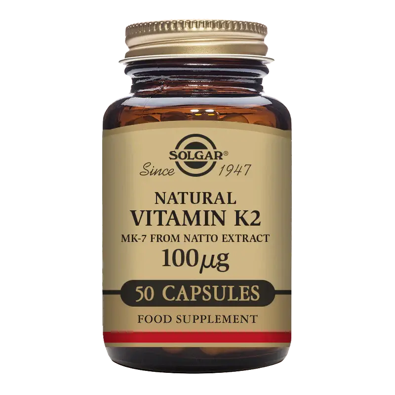 Solgar Natural Vitamin K2 (MK-7) 100 µg Vegetable Capsules - Pack of 50