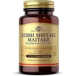 Solgar Reishi Shiitake Maitake Mushroom Extract Vegetable Capsules - Pack of 50