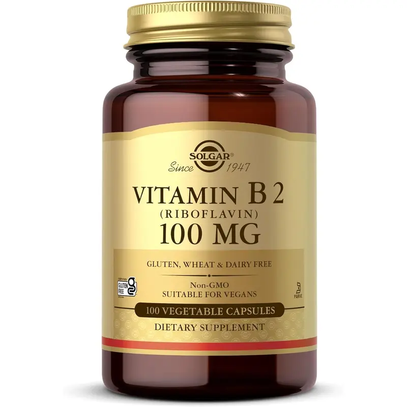 Solgar Vitamin B2 (Riboflavin) 100 mg Vegetable Capsules - Pack of 100