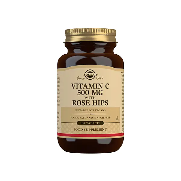 Solgar Vitamin C 500 mg with Rose Hips Tablets - Pack of 100