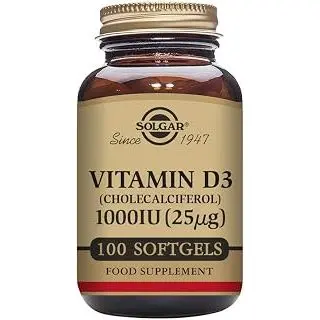 Solgar Vitamin D3 1000 IU (25 µg) Softgels - Pack of 100