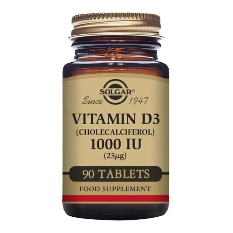 Solgar Vitamin D3 (Cholecalciferol) 1000 IU (25 µg) Tablets - Pack of 90
