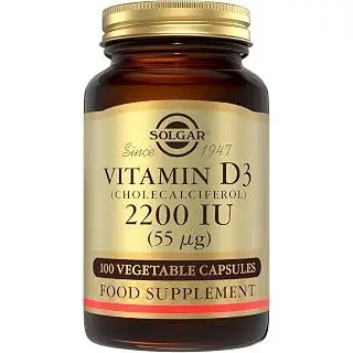 Solgar Vitamin D3 (Cholecalciferol) 2200IU (55 µg) Vegetable Capsules - Pack of 100