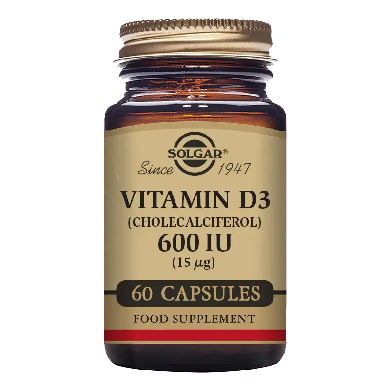 Solgar Vitamin D3 (Cholecalciferol) 600 IU (15 µg) Vegetable Capsules - Pack of 120