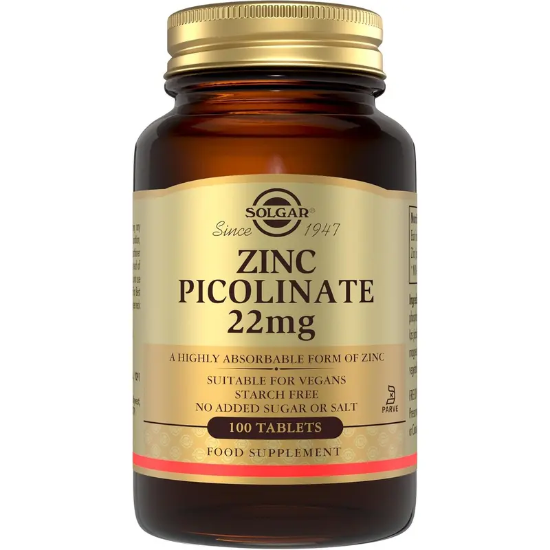 Solgar Zinc Picolinate 22 mg Tablets - Pack of 100
