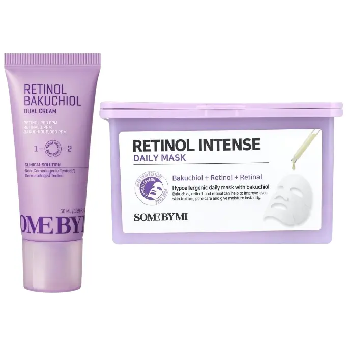 SOME BY MI - Bundle of 1x Retinol Intense Daily Mask (30 Sheets) + 1x Retinol Bakuchiol Dual Cream 50ml.
