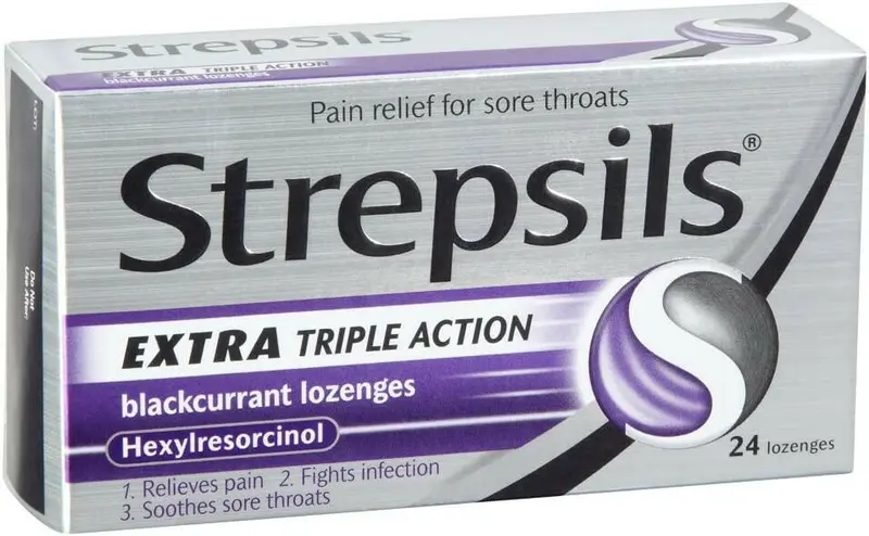 Strepsils Extra Triple Action Blackcurrant Lozenges - 24 Lozenges