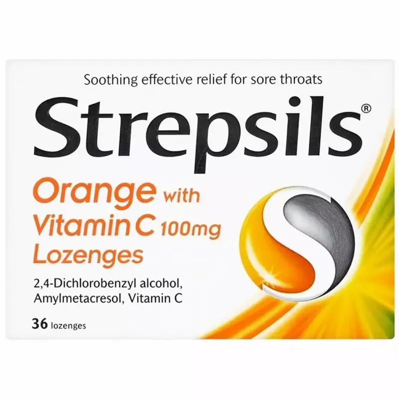 Strepsils Orange with Vitamin C 100mg - 36 Lozenges (A)