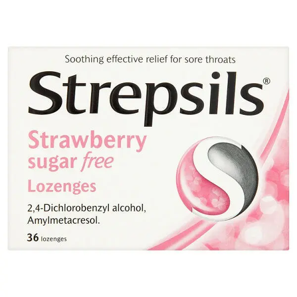 Strepsils Strawberry Sugar Free Lozenges -36 PACK