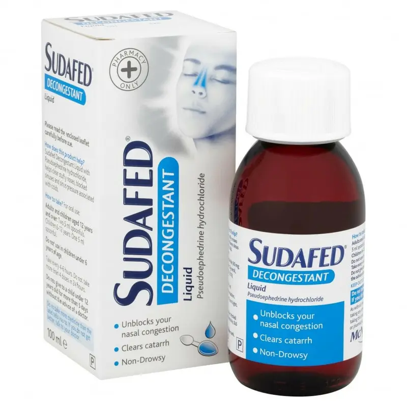 Sudafed Decongestant Liquid Pseudoephedrine 30mg/5ml – 100ml
