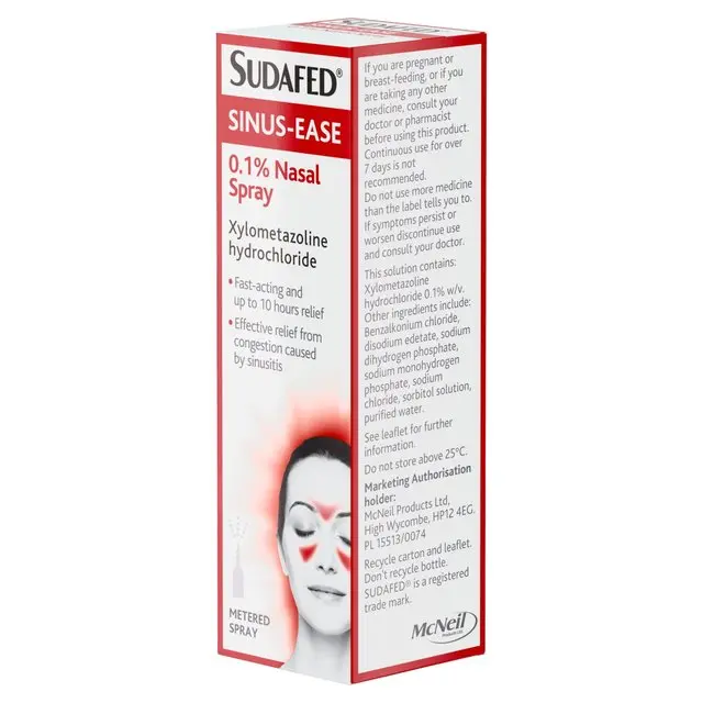 Sudafed Sinus-Ease Xylometazoline 0.1% Nasal Spray - 15ml