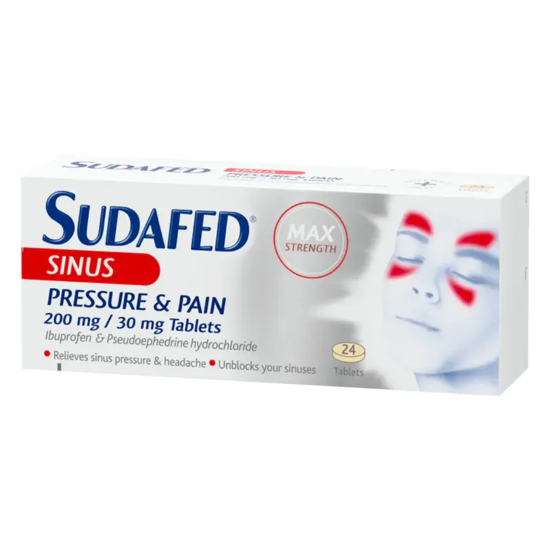 Sudafed Sinus Pressure & Pain 200mg/30mg Film-Coated 24 Tablets (P) (A)