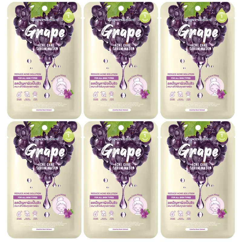 SuperShades - Grape Acne Care Serum Mask 25g. (Pack of 6)