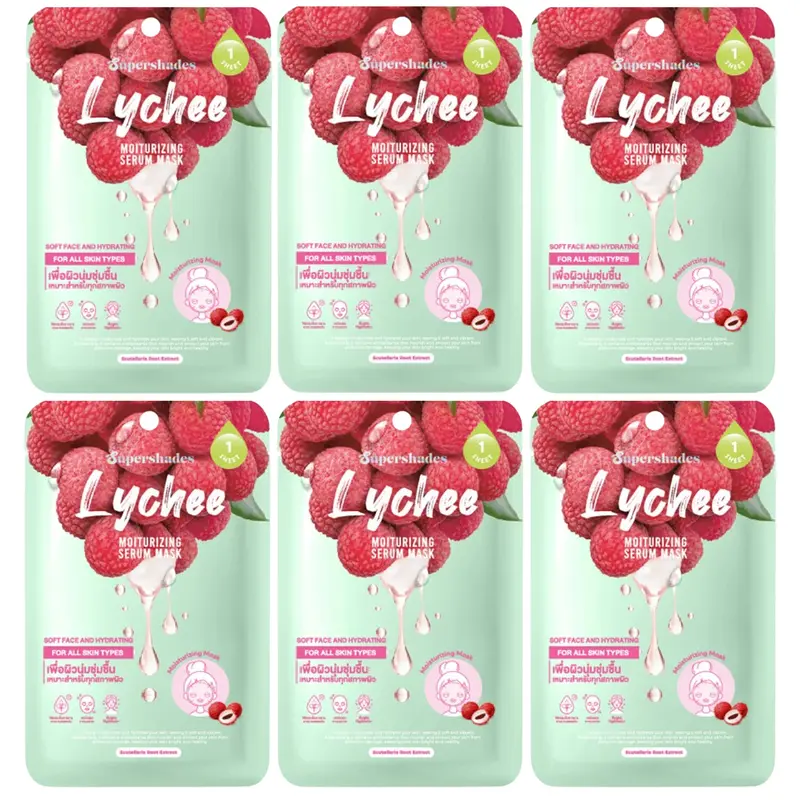 SuperShades - Lychee Moisturizing Serum Mask 25g. (Pack of 6)
