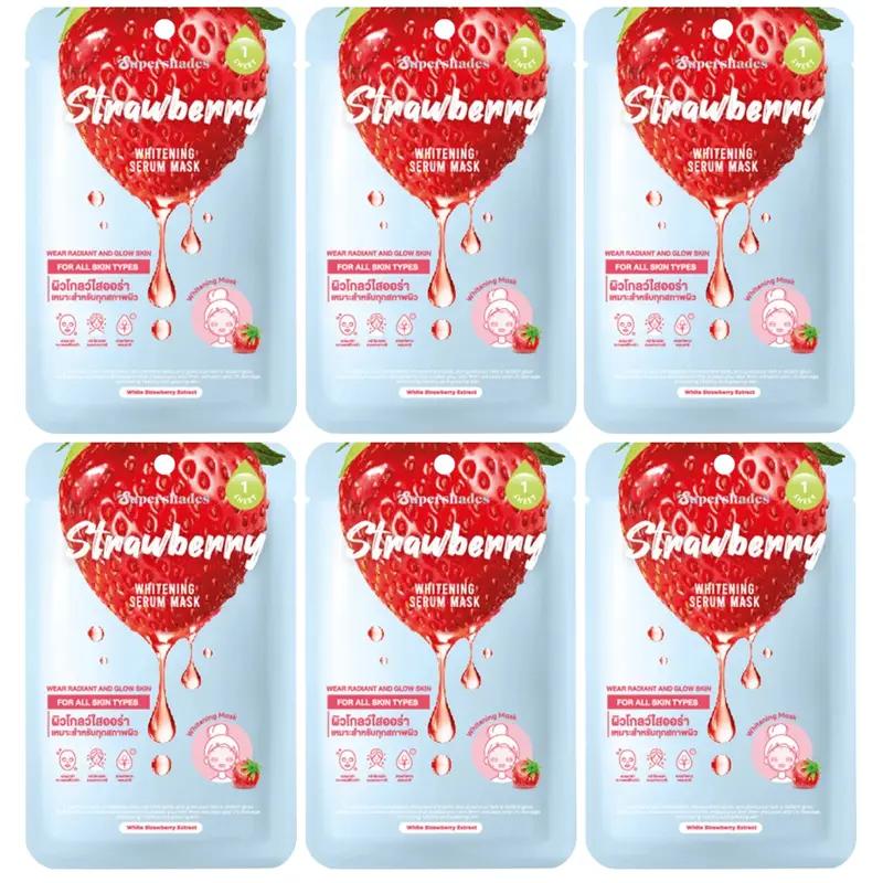 SuperShades - Strawberry Whitening Serum Mask 25g. (Pack of 6)
