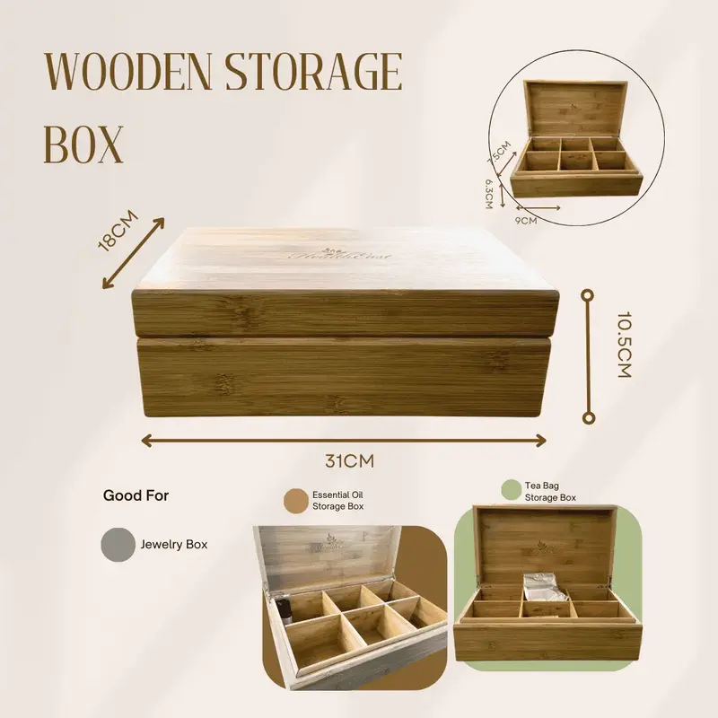 Tea Bag Wooden Storage Box
