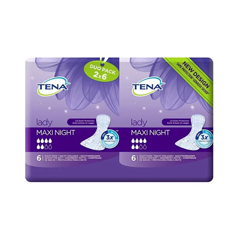 Tena Discreet Lady Maxi Night Duo Pack 2 x 6 Night Pads